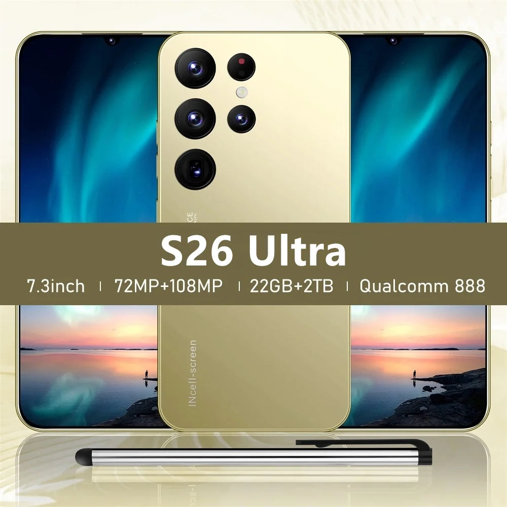 New S26 Ultra original intelligent 4G 5G dual card dual standby Android 14 system global version 108MP 8000mAh battery