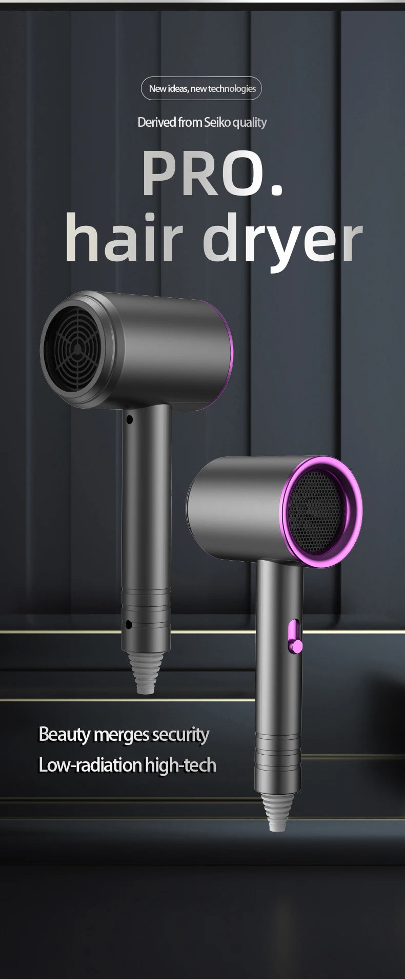 High Quality And Low Price Hair Dryer Available In EU, US, UK Plugs 110V~240V Voltage Safety Electric Hair Brush
