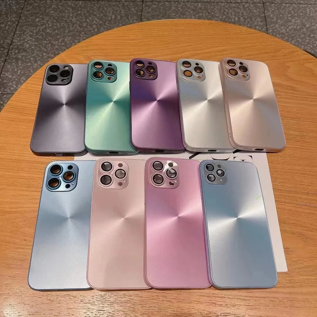 Luxury Flashing Aurora Solid Color Phone Case Suitable For iPhone 16 15 Pro Max Plus Slim Matte Shockproof Hard Cover