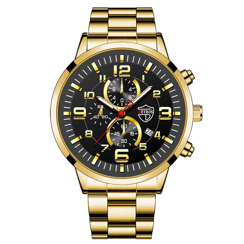 Brand Men's Watches Luxury Stainless Steel Quartz Watch Man Leather Calendar Sports Wristwatch Luminous Clock reloj hombre