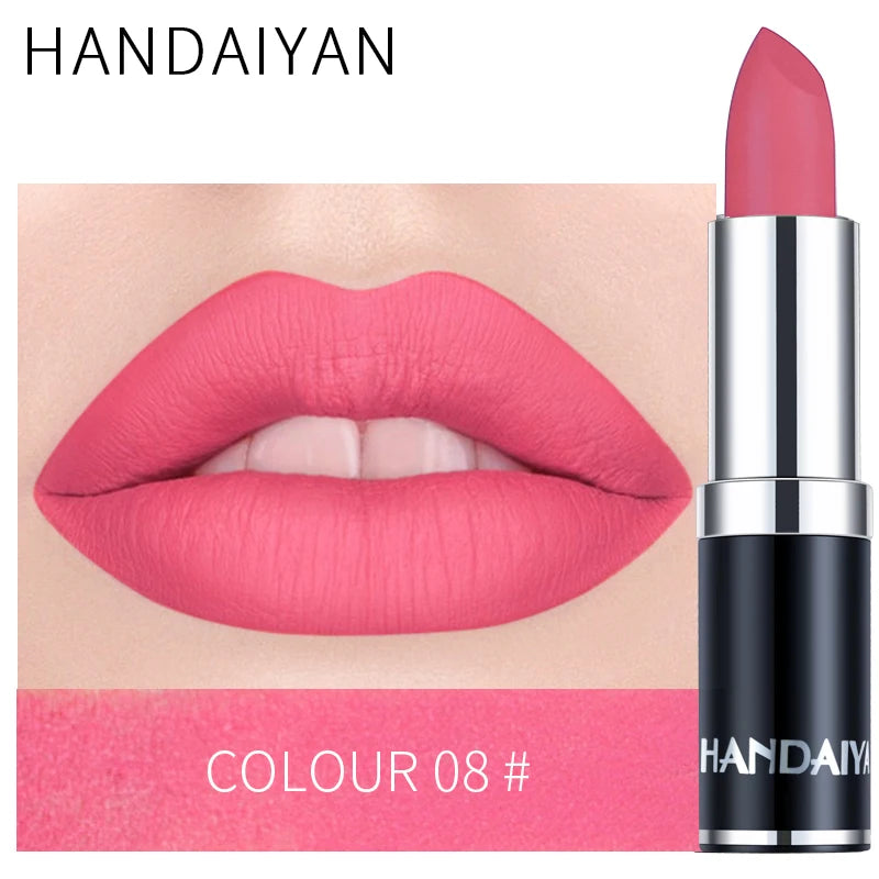 HANDAIYAN 12-COLOR MATTE LIPSTICK WATERPROOF LONG-LASTING MOISTURIZING VELVET MATTE LIPSTICK High Pigment Lips Cosmetics