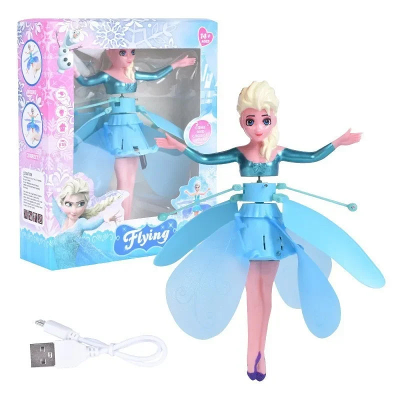 Disney Doll Dancing Plane Cartoon "Frozen" Elsa Sensing Flying Magic Fairy Gesture Suspended Flying Toy Children's Gift 1PCS