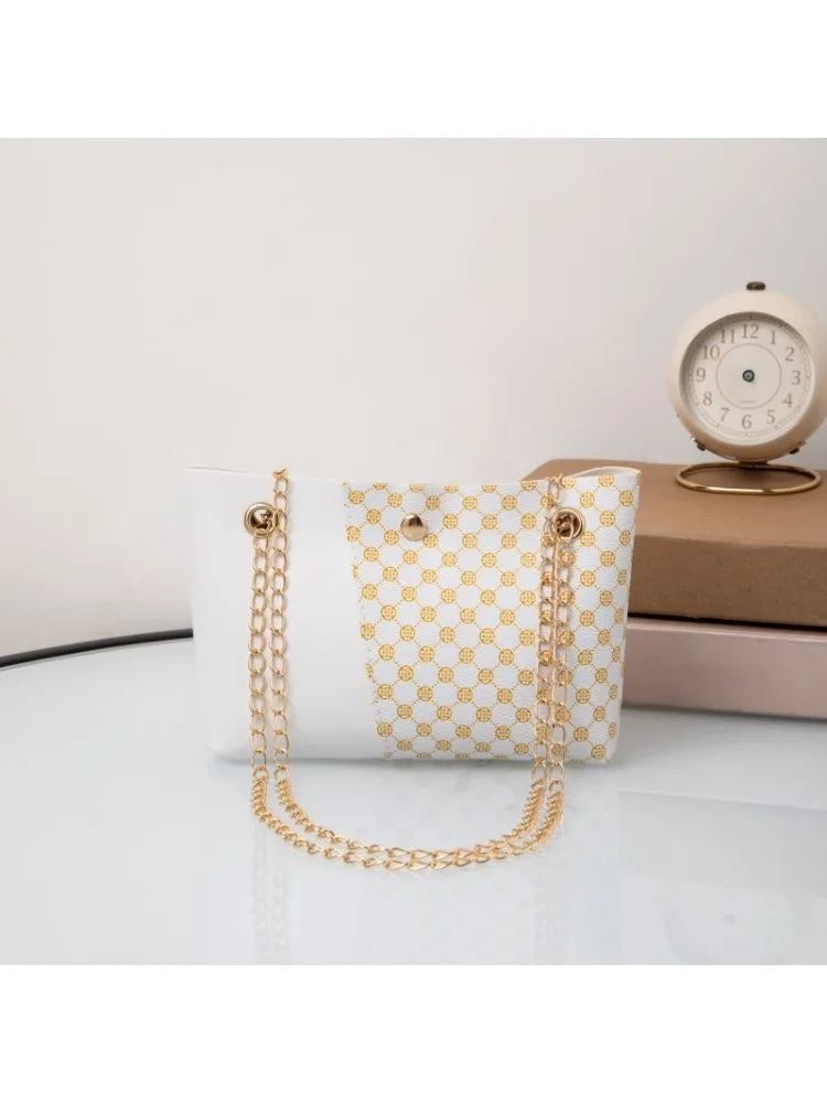 Bag new trendy fashion polka dot printing chain bucket bag one shoulder bag one piece delivery