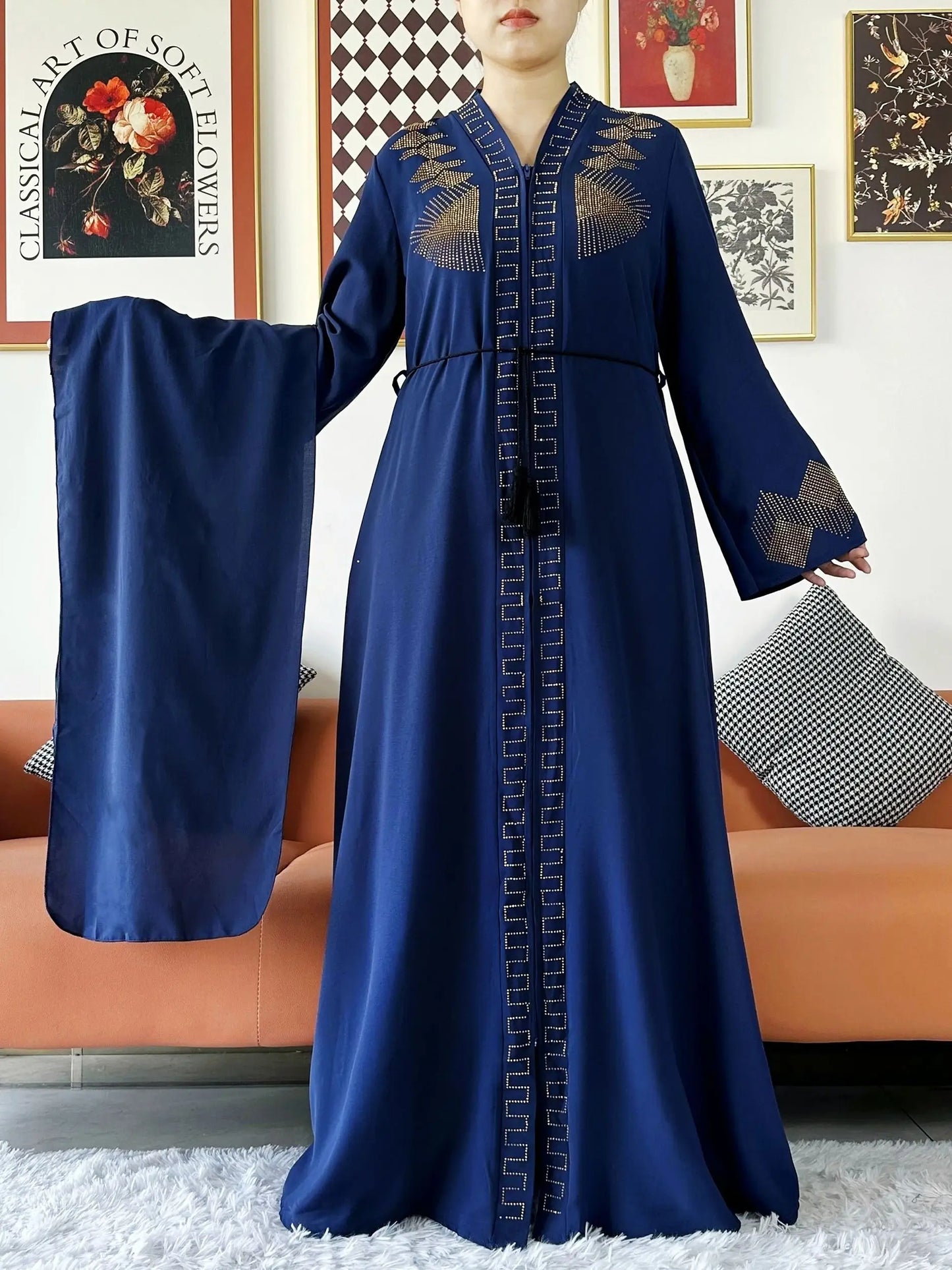 Laxury Design New Women Elegant Dress Chiffon Open Abaya Muslim Women Dress Islamic Clothing Cardigan Abaya Women Muslim Dress