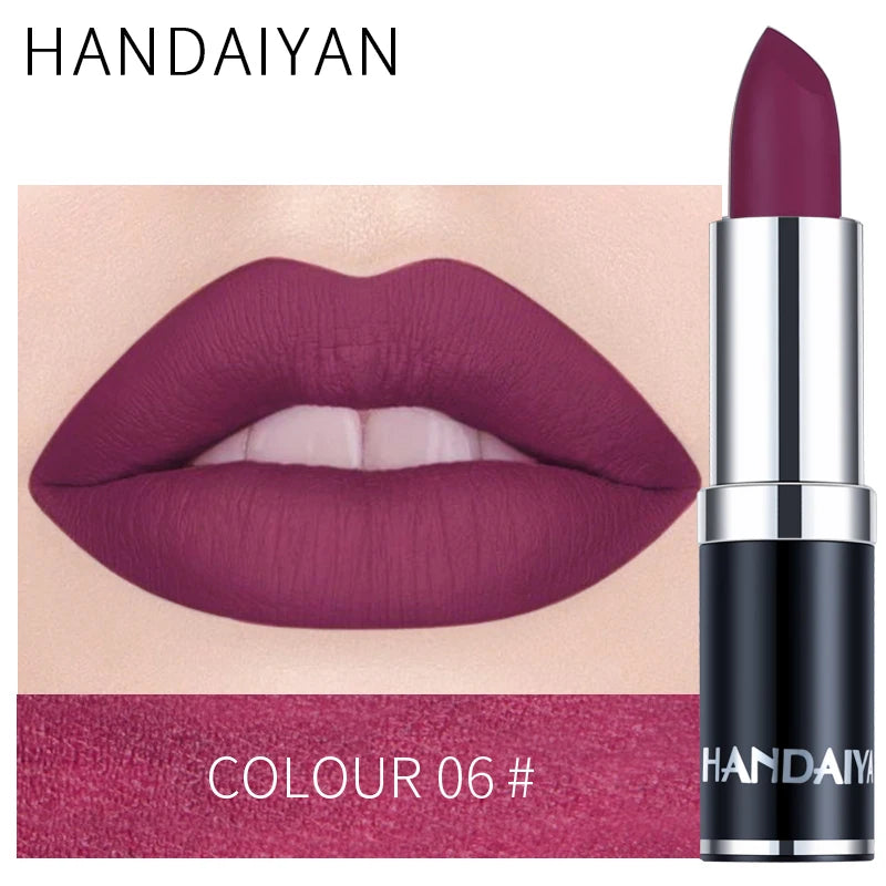 HANDAIYAN 12-COLOR MATTE LIPSTICK WATERPROOF LONG-LASTING MOISTURIZING VELVET MATTE LIPSTICK High Pigment Lips Cosmetics