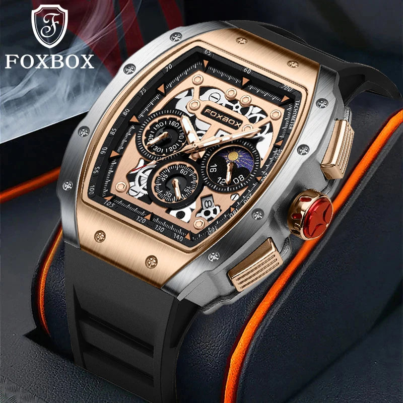 LIGE Waterproof Mens Watches FOXBOX Top Brand Luxury Military Quartz Watch For Men Fashion Sport Chronograph Relogios Masculino