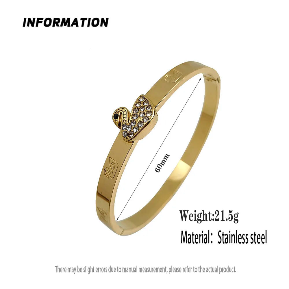 New swan zircon gold-plated stainless steel bracelet 18K, high quality waterproof couple bracelet, wife gift