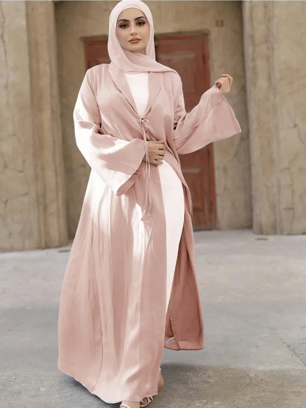 Ramadan Muslim Women Abaya Long Dress Eid Open Lace Up Morocco Kaftan Vestidos Cardigan Robe Dubai Arab Abayas Islam Jalabiya