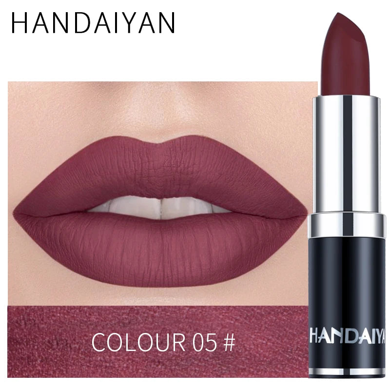 HANDAIYAN 12-COLOR MATTE LIPSTICK WATERPROOF LONG-LASTING MOISTURIZING VELVET MATTE LIPSTICK High Pigment Lips Cosmetics