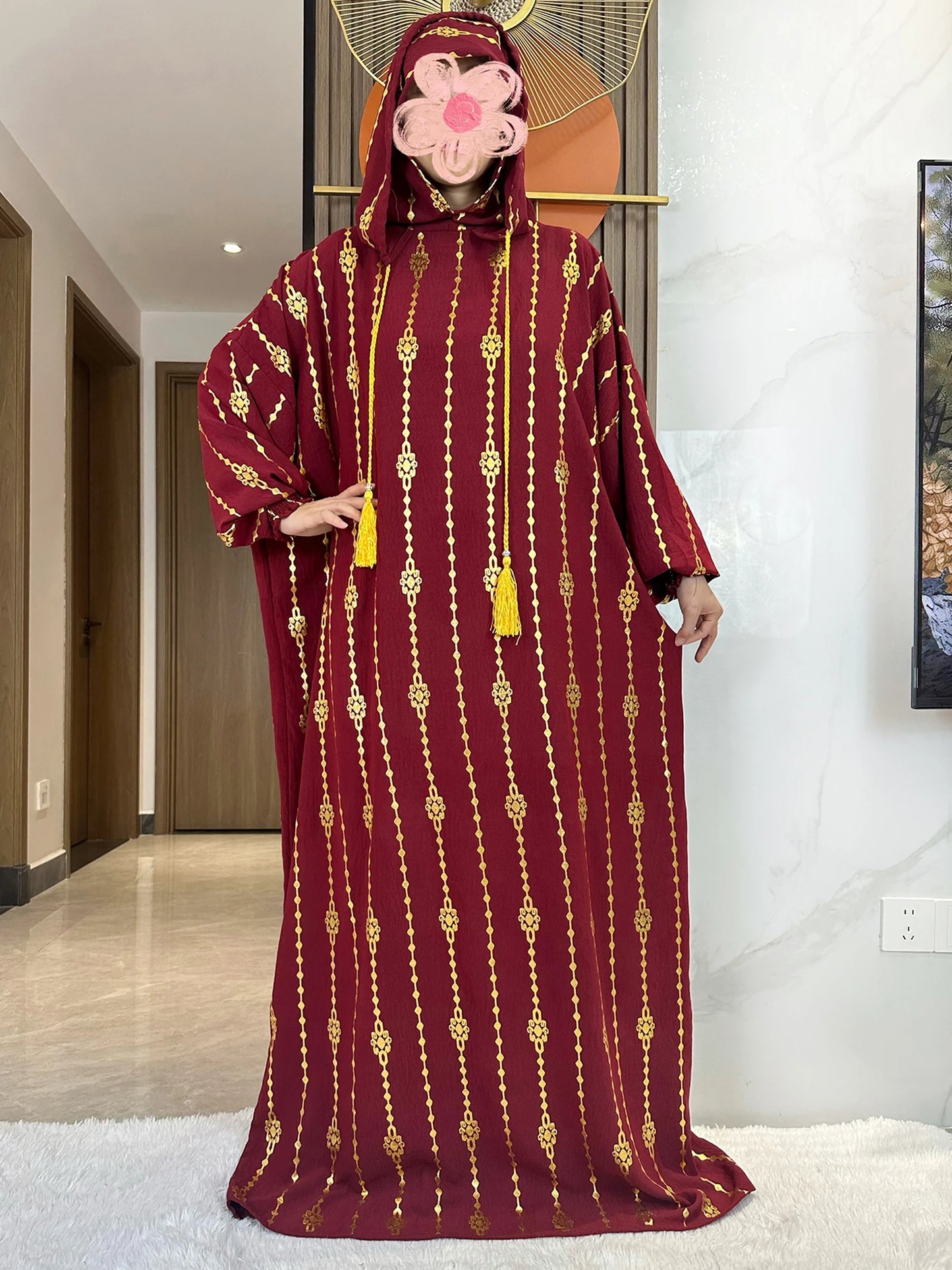 New Cotton Ramadan Muslim Two-Hat Abaya Dubai Turkey Islam Prayer Clothes Gold Dust Dress Islam Women Dress Kaftan