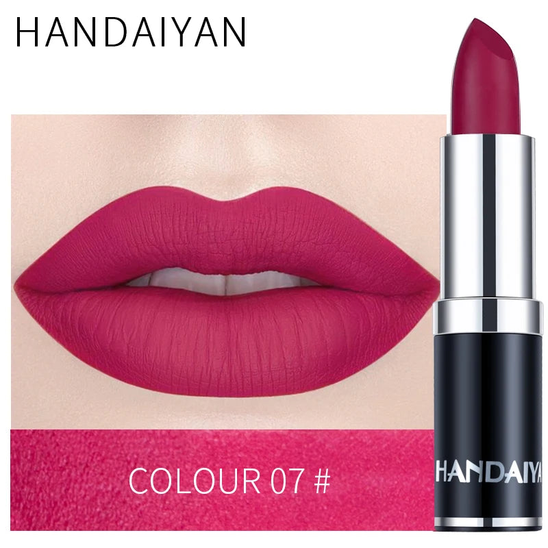 HANDAIYAN 12-COLOR MATTE LIPSTICK WATERPROOF LONG-LASTING MOISTURIZING VELVET MATTE LIPSTICK High Pigment Lips Cosmetics
