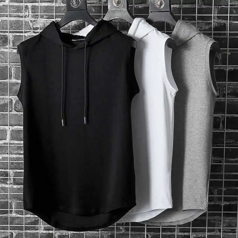 Solid Color Brand New Men's Tank Tops Vest Sleeveless Tees For Male Hooded Man Vests Tops Hip Hop Men Tank Top T shirt