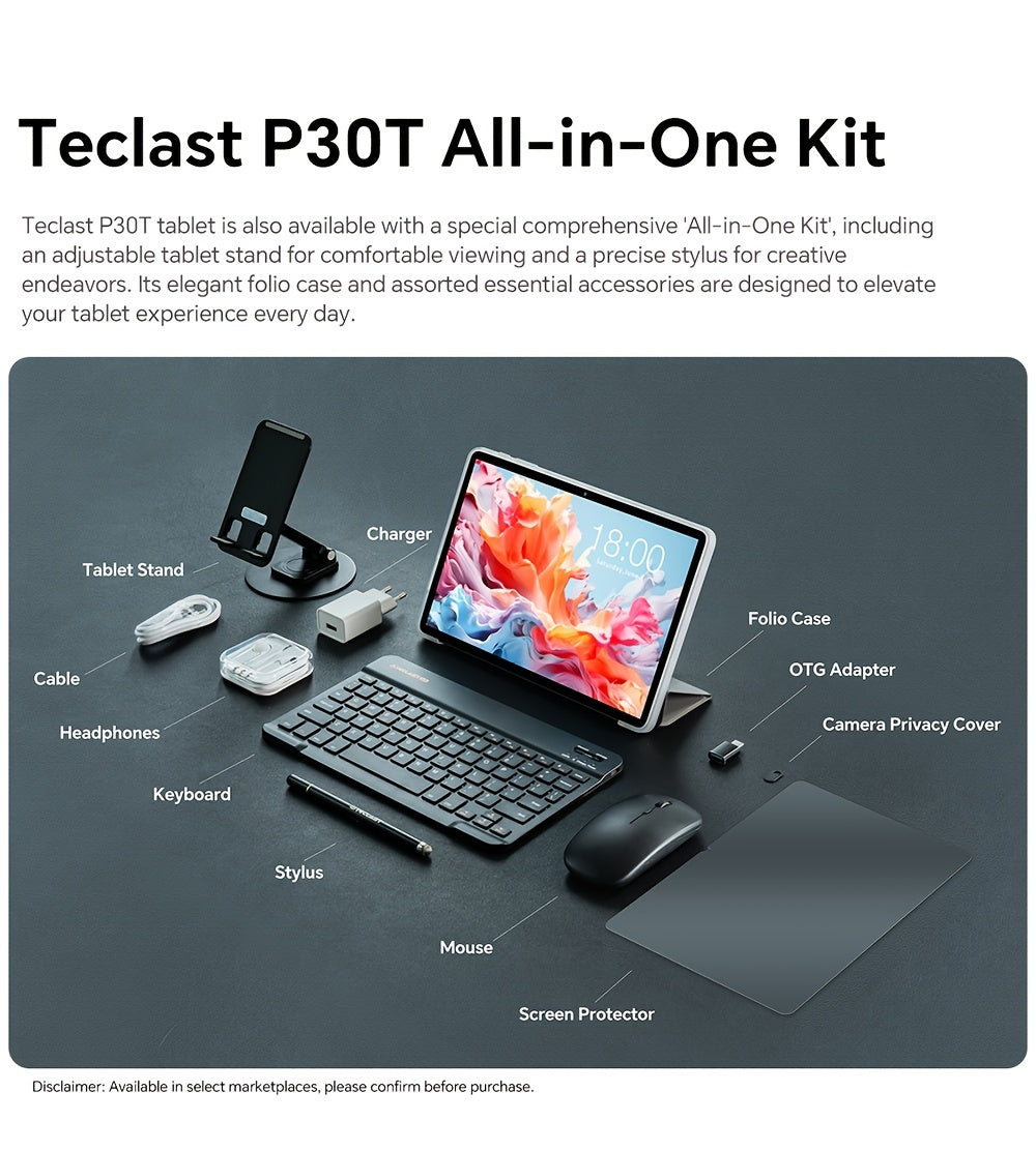 Teclast P30T Tablet 2024 Newest Android 14 10.1 Inch, 4GB RAM+128GB ROM With 1TB Expand Tablet PC, 2 In 1 Tablets With Keyboard, Teclast Case, Protective Film, Wireless Mouse, Earphones, 6000mAh Battery, 1280x800 IPS Display