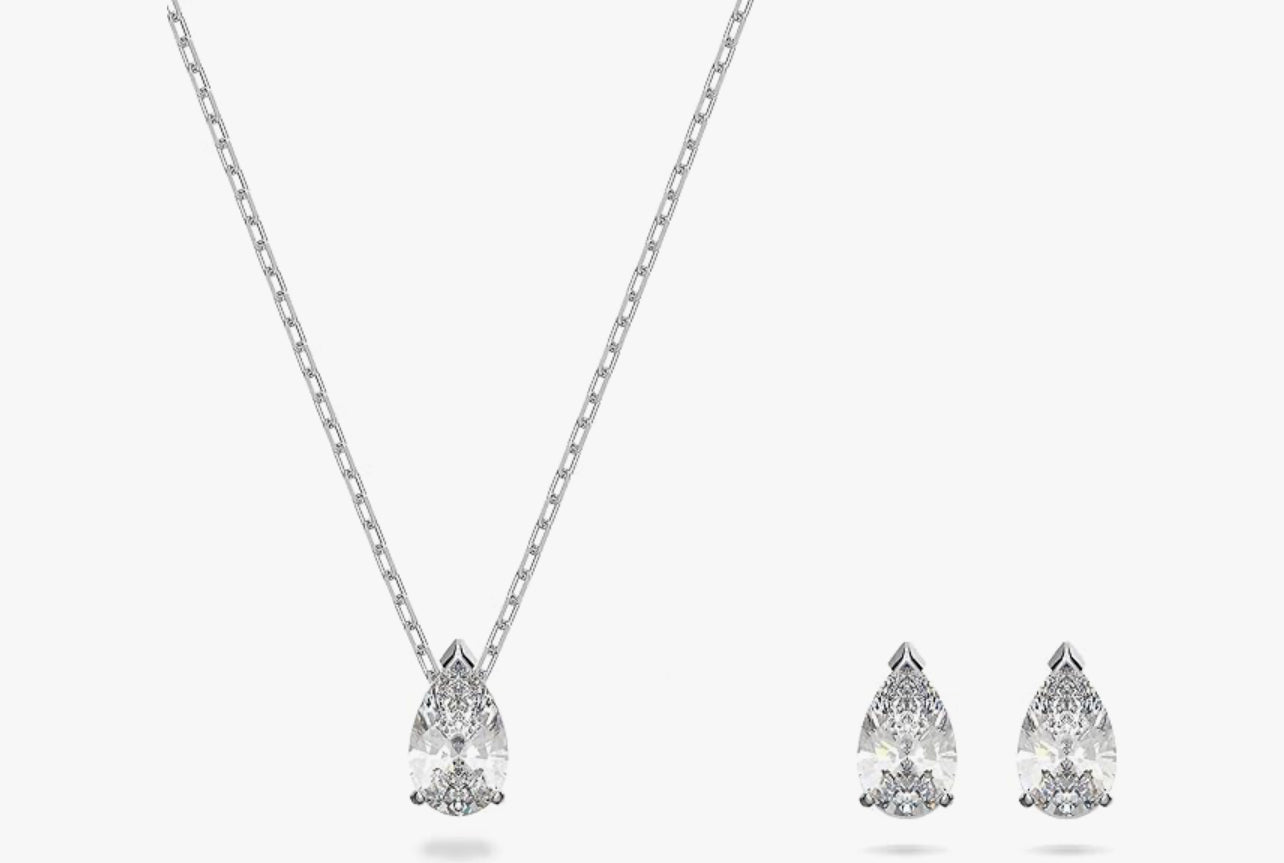 Swarovski Stilla Attract Set, Tropfenschliff, Weiß, Rhodiniert