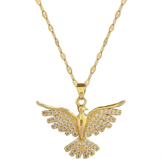 Edelstahl Phoenix Adler Anhänger Halskette für Frauen Mädchen