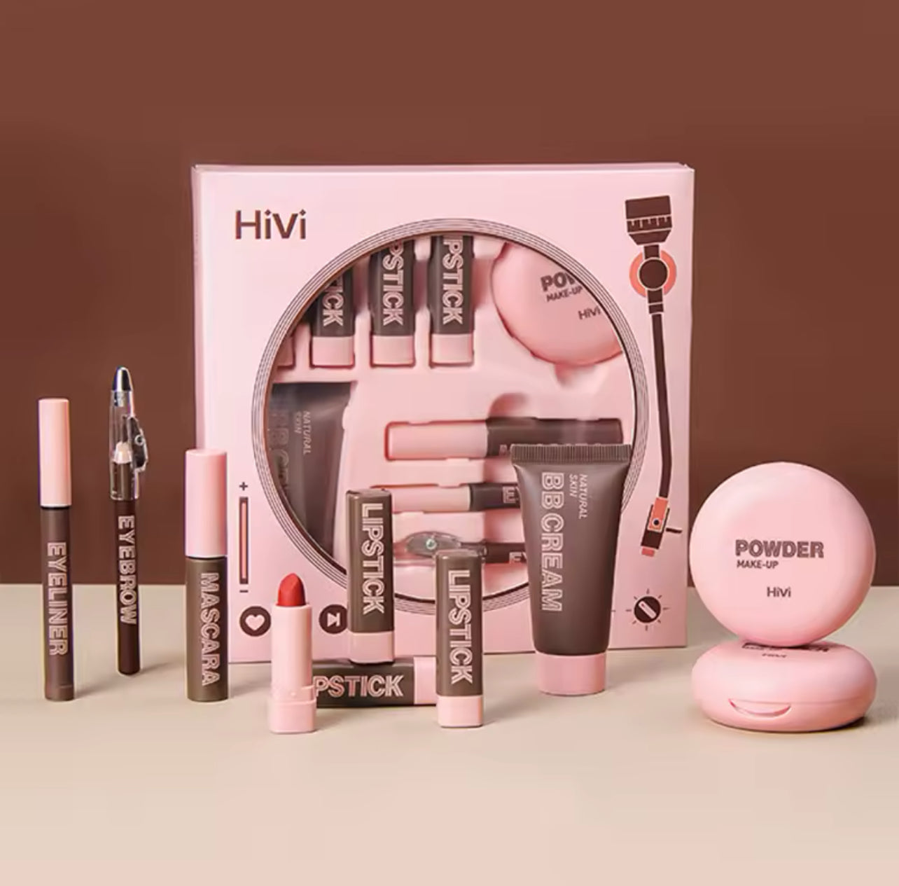 HiVi Makeup Gift Box Powder Glue Record Limited Lippenstift Powder Makeup Geschenkbox-Set Frauen