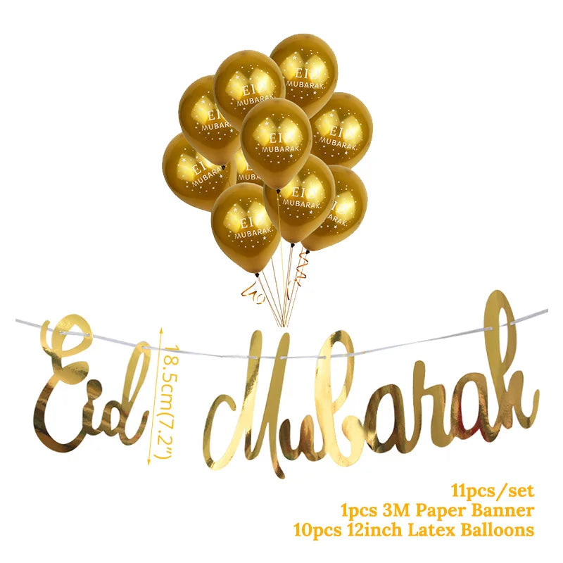 Islam Al Adha Eid Mubarak Banner  Balloons  Kareem Ramadan Decoration For Home Islam Muslim Event Party Supplies