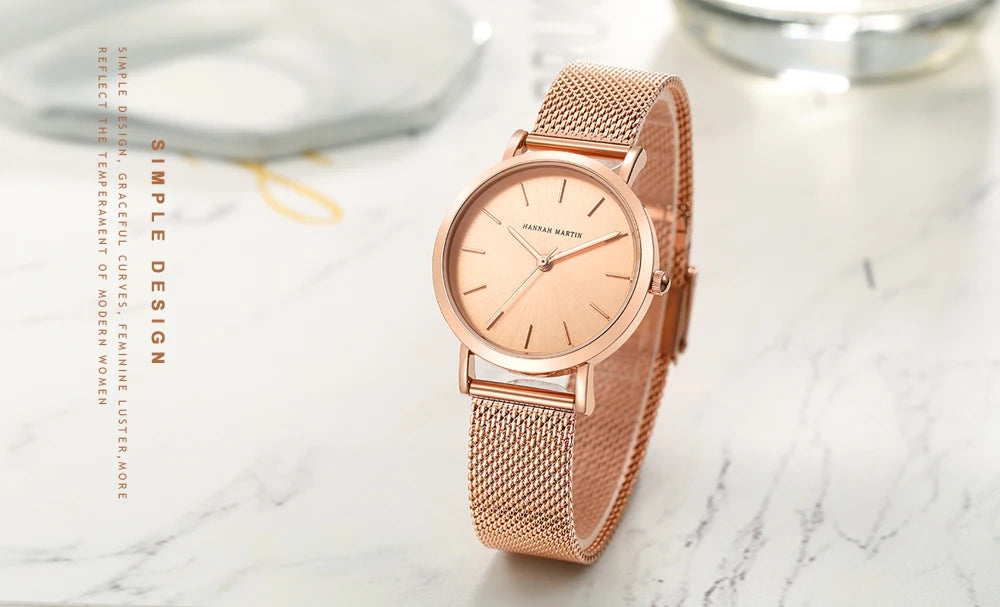 Quality Stainless Steel Band Japan Quartz Movement Waterproof Women Full Rose Gold Ladies Luxury Wrist Watch