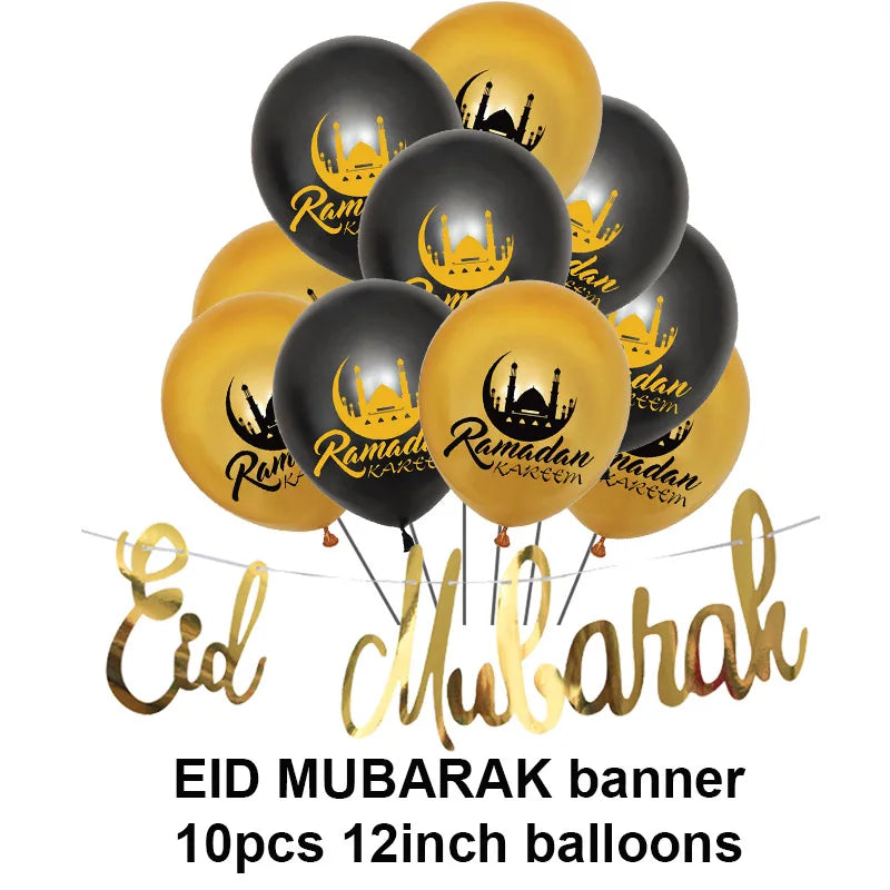 Islam Al Adha Eid Mubarak Banner  Balloons  Kareem Ramadan Decoration For Home Islam Muslim Event Party Supplies