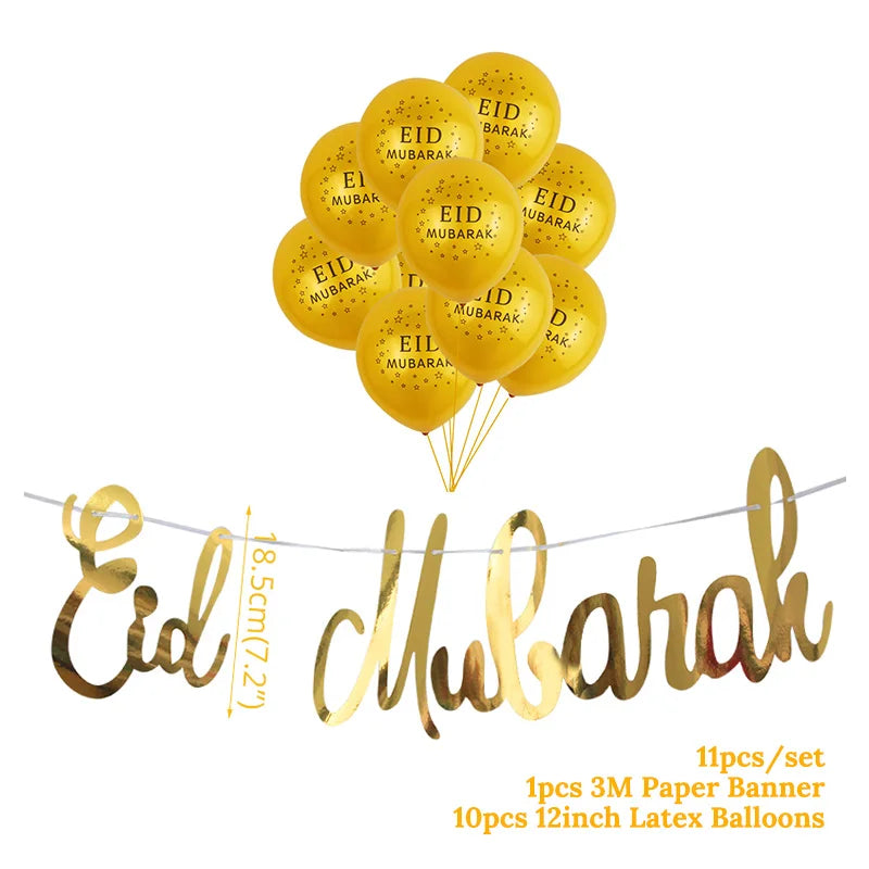 Islam Al Adha Eid Mubarak Banner  Balloons  Kareem Ramadan Decoration For Home Islam Muslim Event Party Supplies