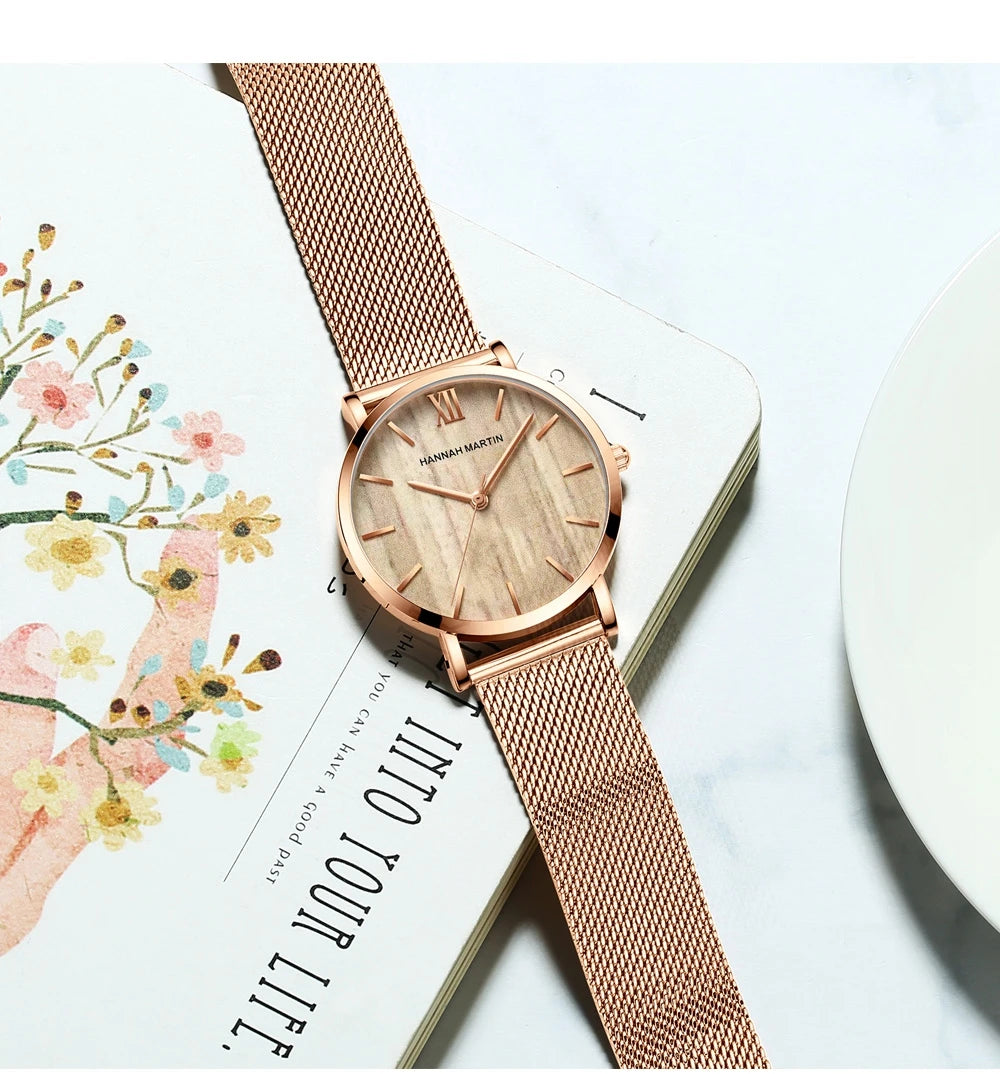 Quality Stainless Steel Band Japan Quartz Movement Waterproof Women Full Rose Gold Ladies Luxury Wrist Watch