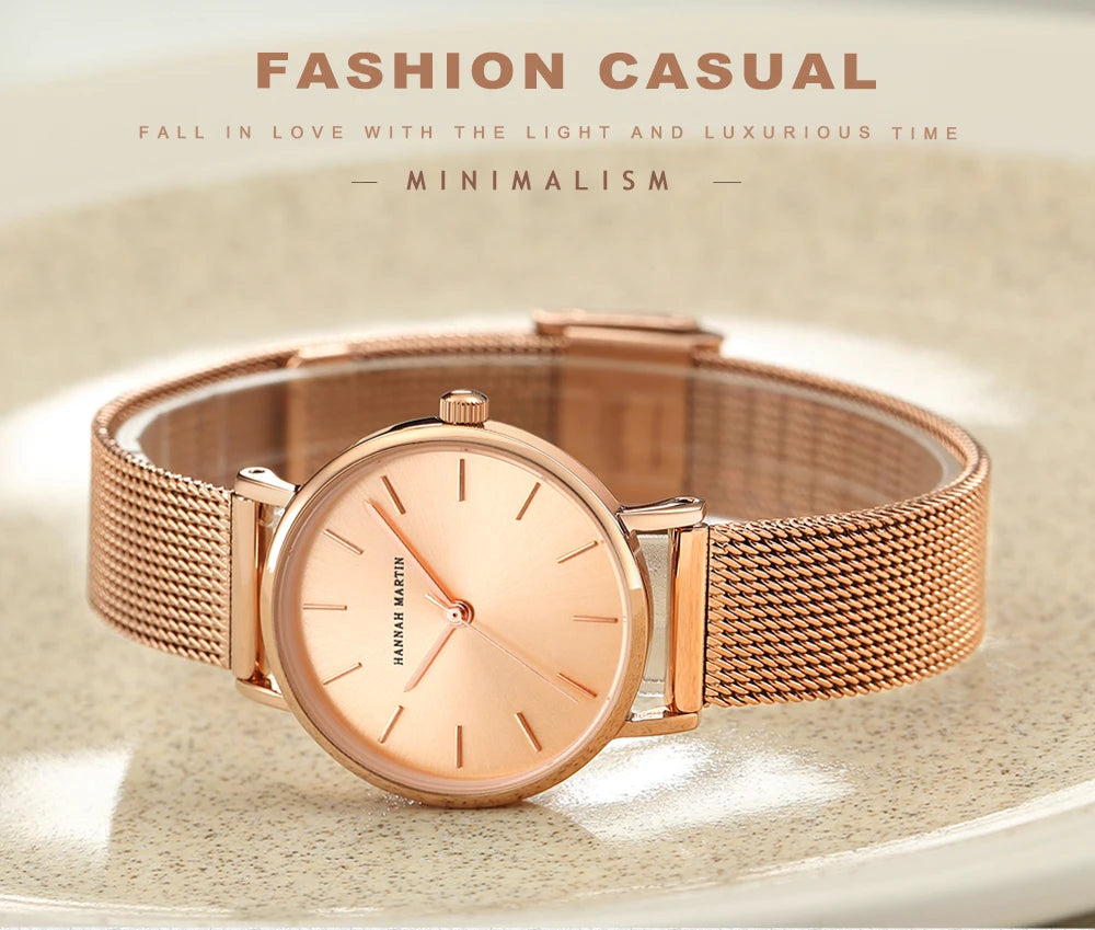 Quality Stainless Steel Band Japan Quartz Movement Waterproof Women Full Rose Gold Ladies Luxury Wrist Watch