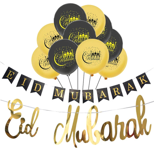 Islam Al Adha Eid Mubarak Banner  Balloons  Kareem Ramadan Decoration For Home Islam Muslim Event Party Supplies