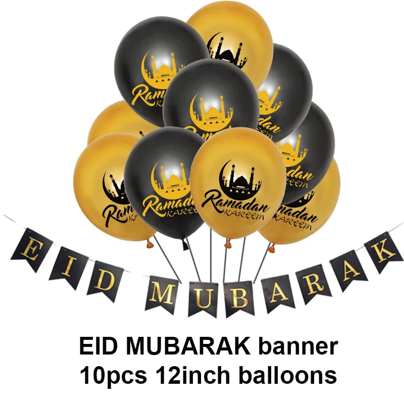 Islam Al Adha Eid Mubarak Banner  Balloons  Kareem Ramadan Decoration For Home Islam Muslim Event Party Supplies