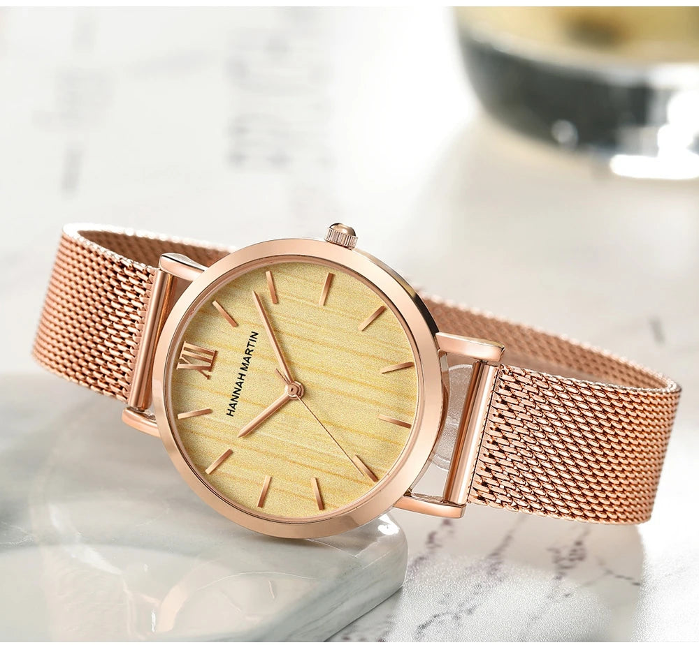 Quality Stainless Steel Band Japan Quartz Movement Waterproof Women Full Rose Gold Ladies Luxury Wrist Watch