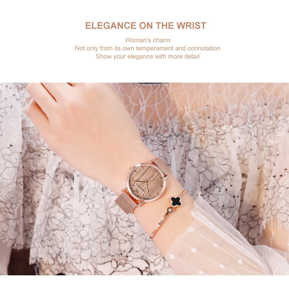 Quality Stainless Steel Band Japan Quartz Movement Waterproof Women Full Rose Gold Ladies Luxury Wrist Watch