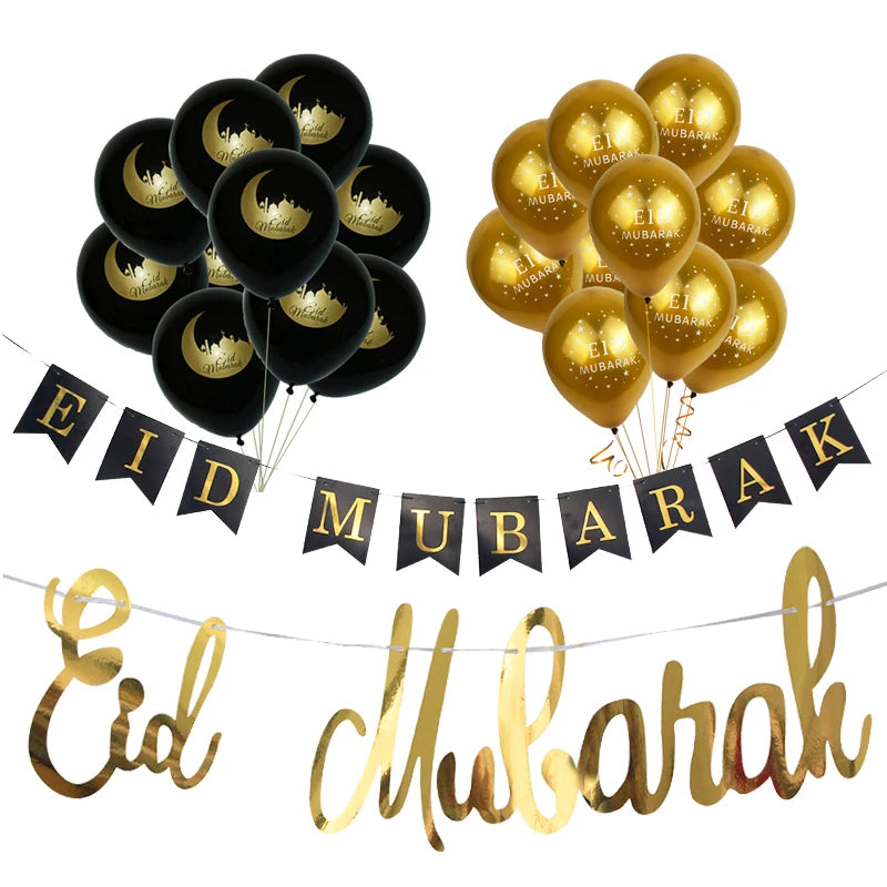 Islam Al Adha Eid Mubarak Banner  Balloons  Kareem Ramadan Decoration For Home Islam Muslim Event Party Supplies