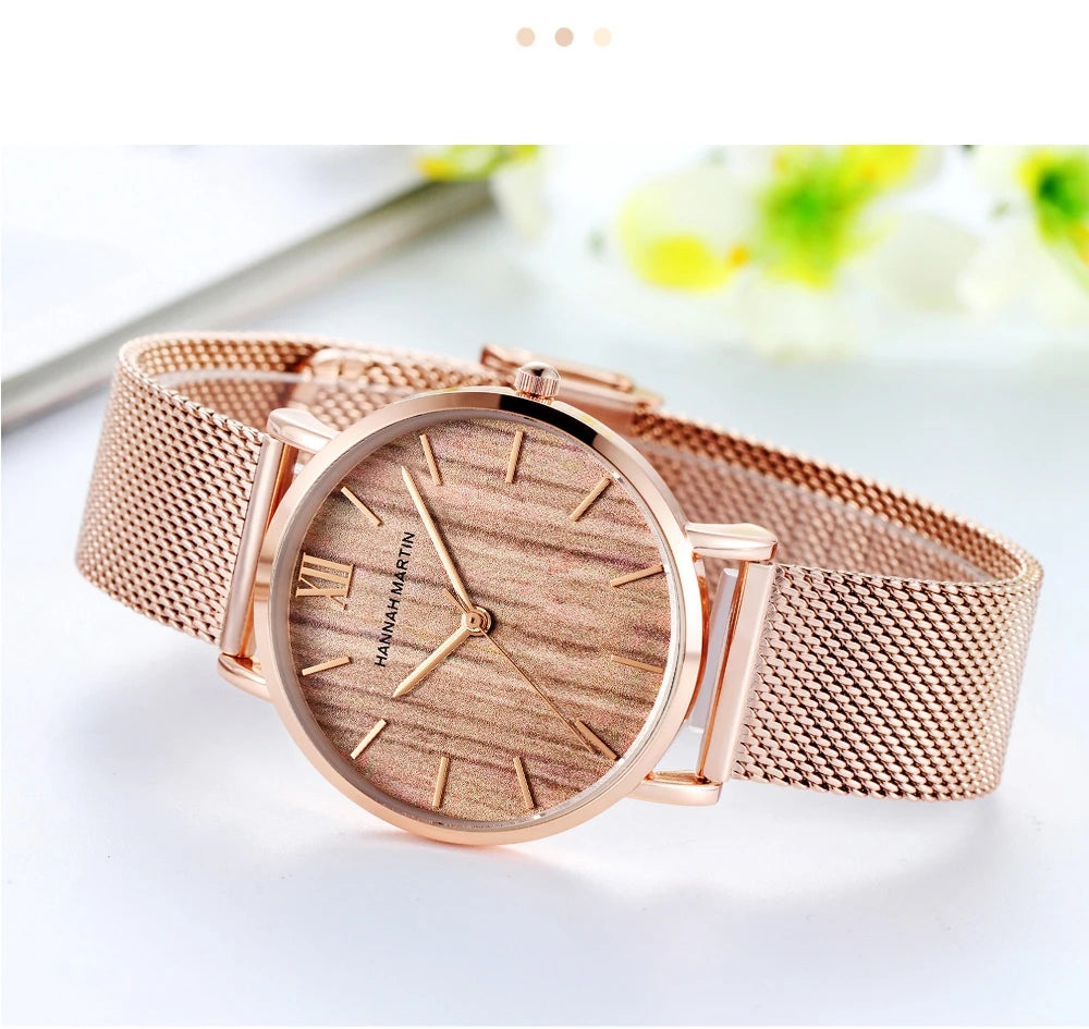 Quality Stainless Steel Band Japan Quartz Movement Waterproof Women Full Rose Gold Ladies Luxury Wrist Watch