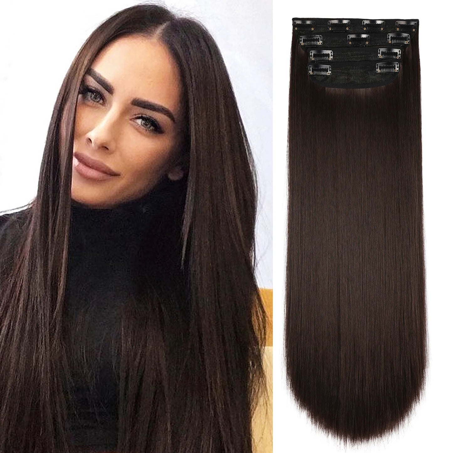 4Pcs/Set 20Inch Synthetic Hair Clip In Long Wavy Thick Hairpieces For Women Full Head Synthetic Hair Extensions Ombre Hairpieces