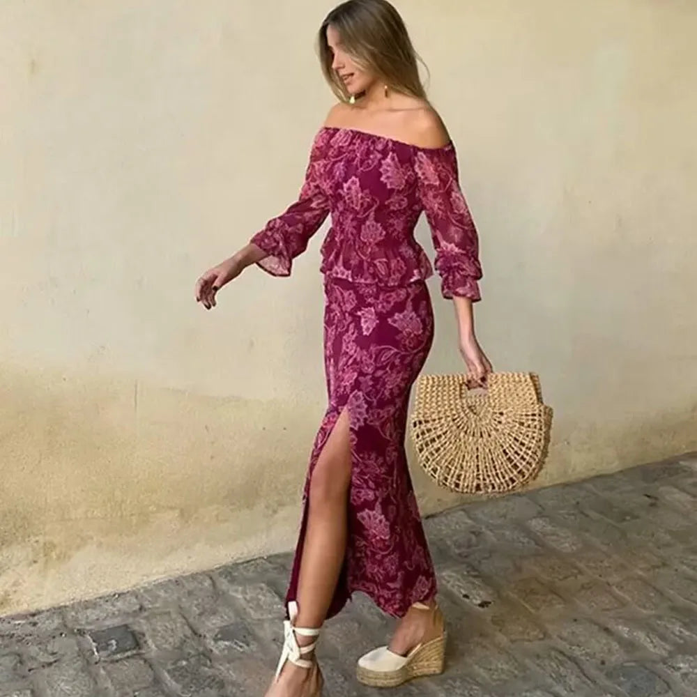 new fashionable women's clothing casual and elegant design retro European and American printing set