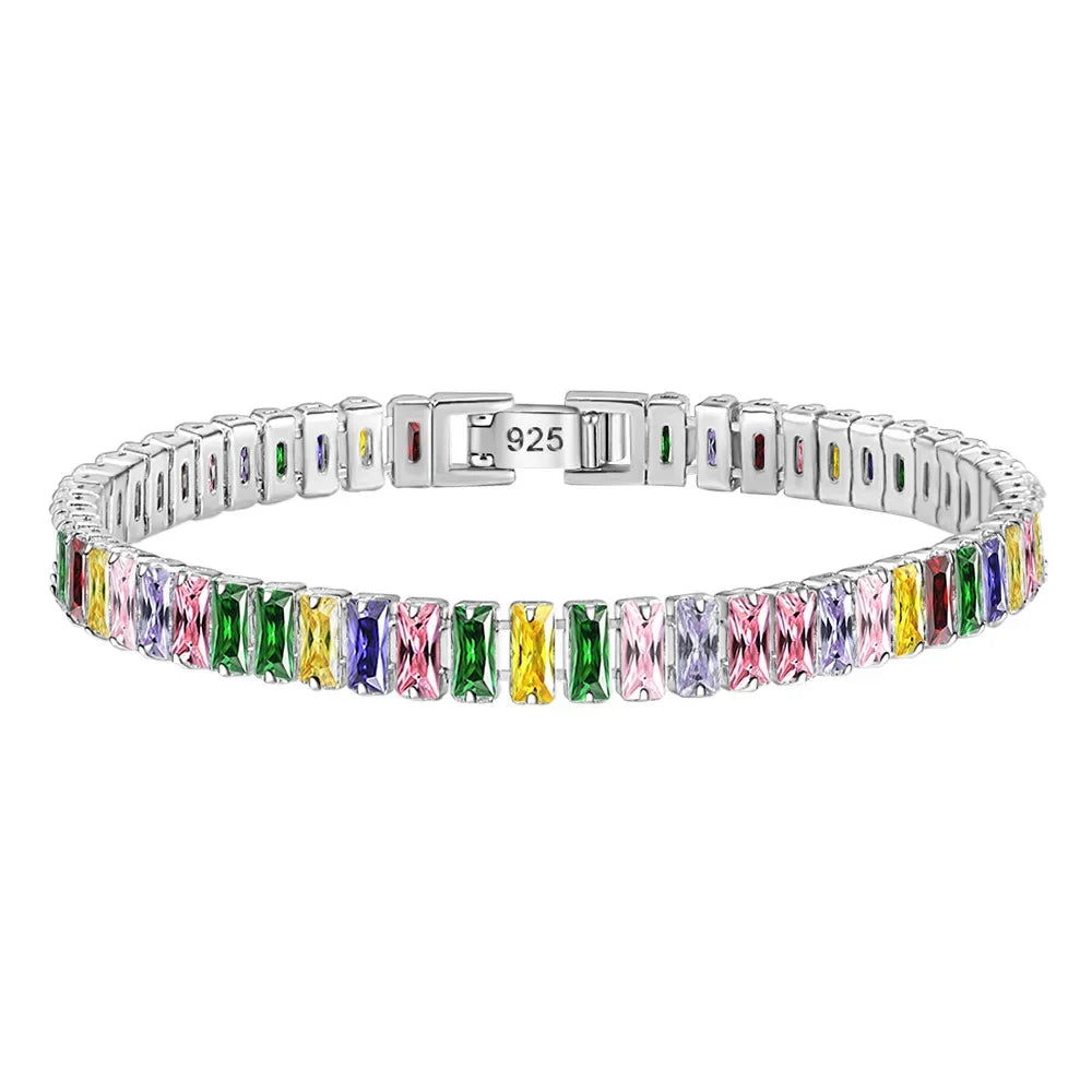 925 Sterling Silver Bracelet Noble Color Crystal Hand For Women Charm Wedding designer Jewelry Gift Party 18cm