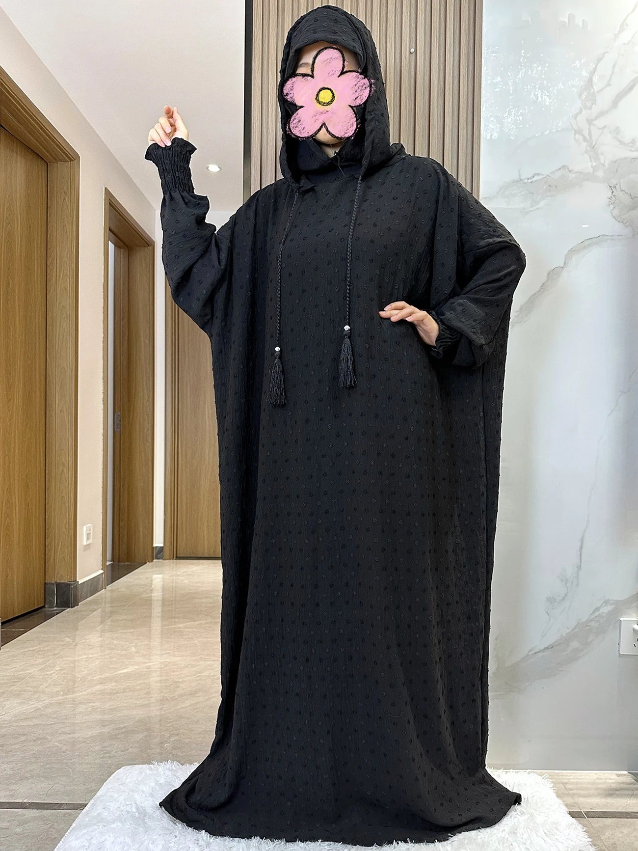 New Ramadan Muslim Two Hats Abaya Dubai Turkey Islam Prayer Clothes Solid Cotton Fabric Dresses Islam Women Dress Kaftan