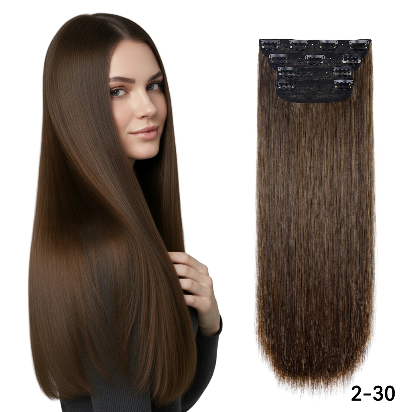 4Pcs/Set 20Inch Synthetic Hair Clip In Long Wavy Thick Hairpieces For Women Full Head Synthetic Hair Extensions Ombre Hairpieces