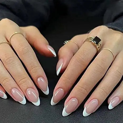 Medium-length Acrylic Almond Fake Nails Art Cool Hottie Girl Wear False Nails Europe and USA Press on Nail Removable French Nail