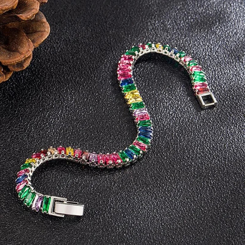 925 Sterling Silver Bracelet Noble Color Crystal Hand For Women Charm Wedding designer Jewelry Gift Party 18cm