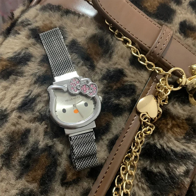 Hello Kitty Sanrio Wrist Watch Cartoon Figure Magnetic Attraction Quartz Watch Y2K Girls Jewelry Accessory Lovers Gifts