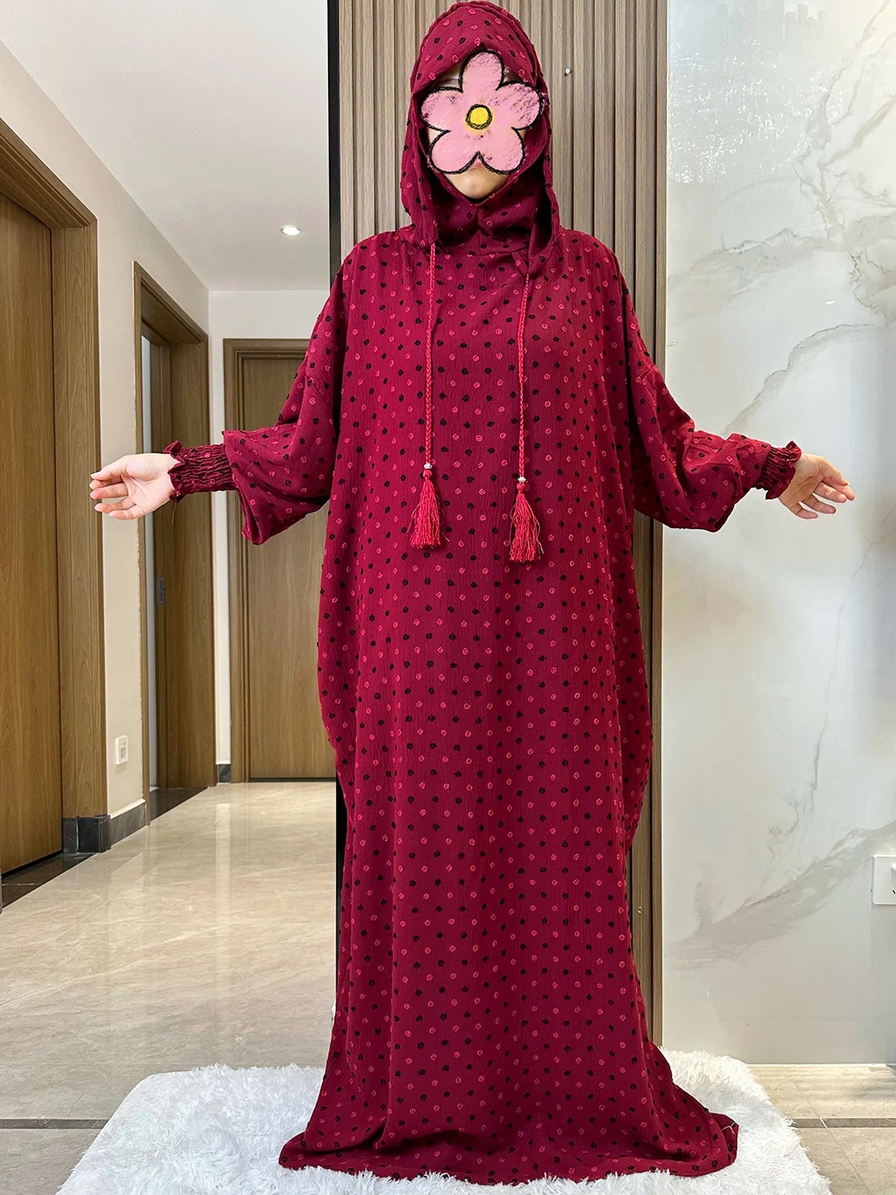 New Ramadan Muslim Two Hats Abaya Dubai Turkey Islam Prayer Clothes Solid Cotton Fabric Dresses Islam Women Dress Kaftan