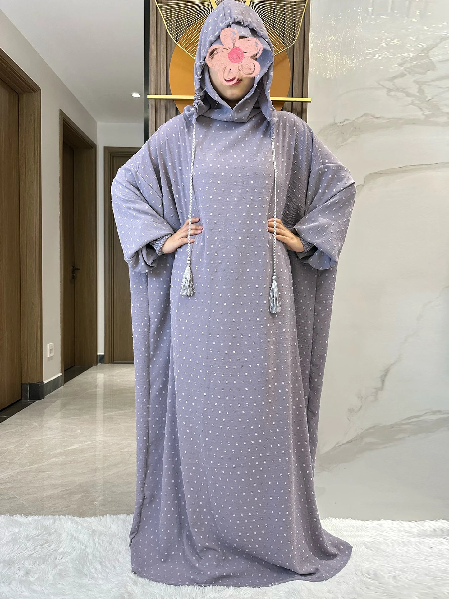 New Ramadan Muslim Two Hats Abaya Dubai Turkey Islam Prayer Clothes Solid Cotton Fabric Dresses Islam Women Dress Kaftan