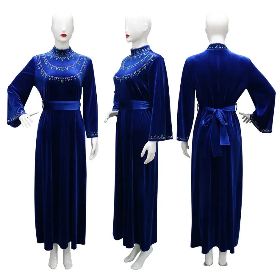 Saudi Arabia Women Royal Blue Luxury Prom Dresses A line Party Dress Long Sleeves Zipper Formal Evening Dresses Robes de soirée