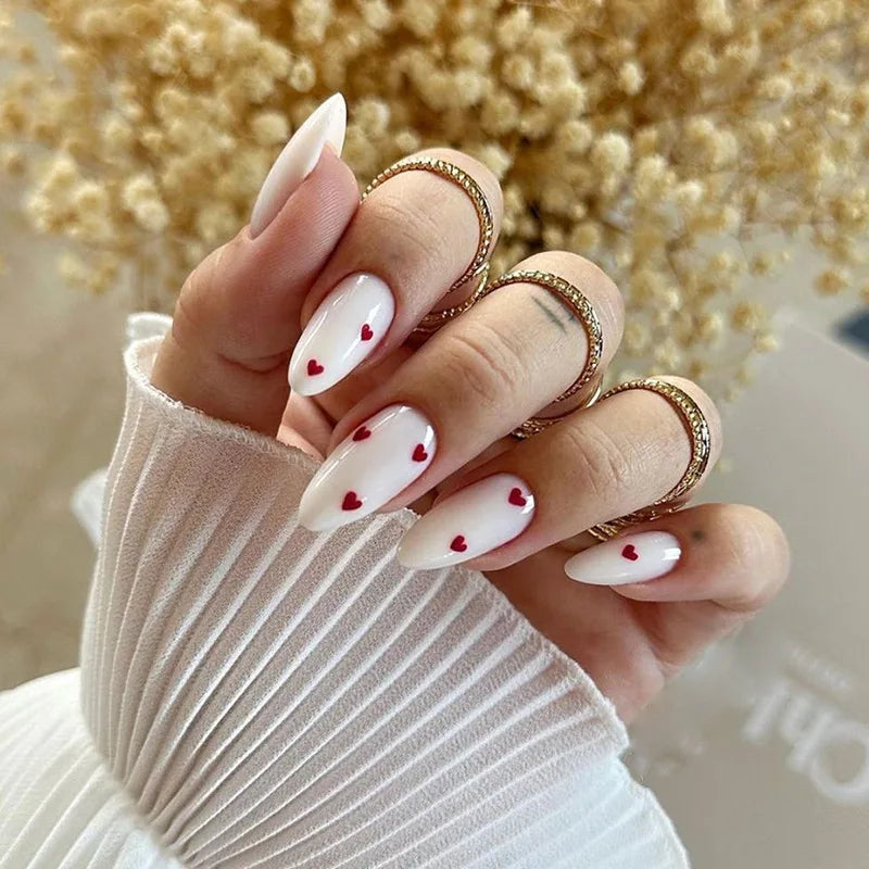 Medium-length Acrylic Almond Fake Nails Art Cool Hottie Girl Wear False Nails Europe and USA Press on Nail Removable French Nail