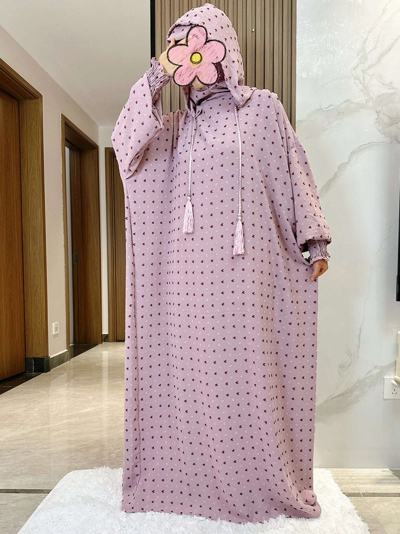 New Ramadan Muslim Two Hats Abaya Dubai Turkey Islam Prayer Clothes Solid Cotton Fabric Dresses Islam Women Dress Kaftan