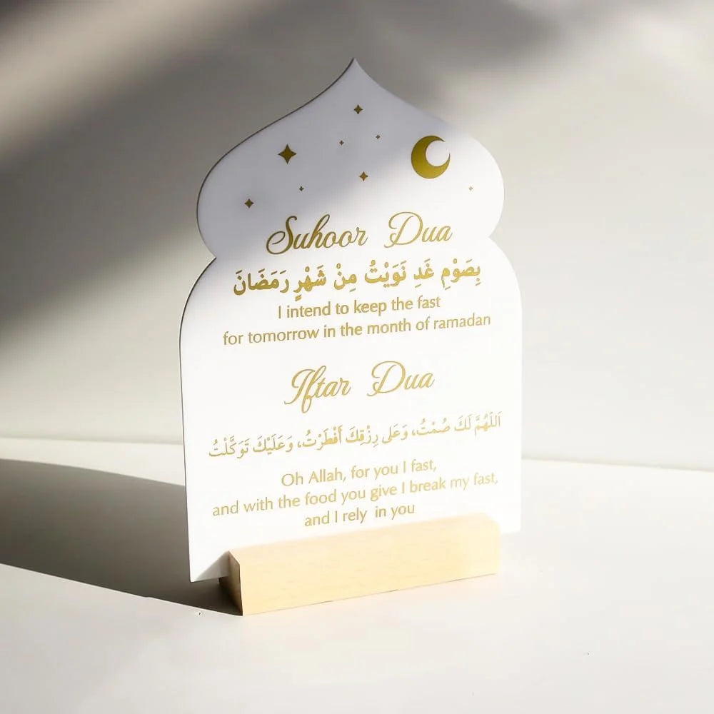 Ramadan Kareem Iftar Decorations Suhoor And Iftar Dua Sign For Home Eid Table Decor Islamic Crescent Moon Star Gifts Acrylic