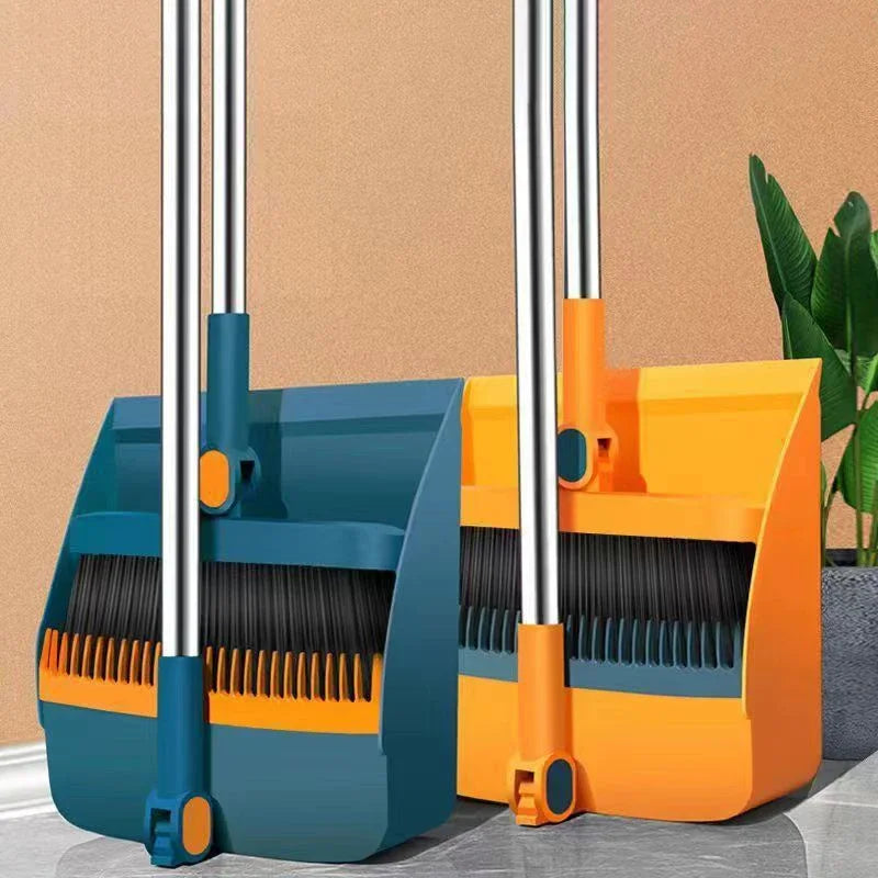 Brush And Shovel Broom And Dustpan Combination Set Vertical Folding Soft Fur Non-viscous Sweeping Broom 2 Pcs /set