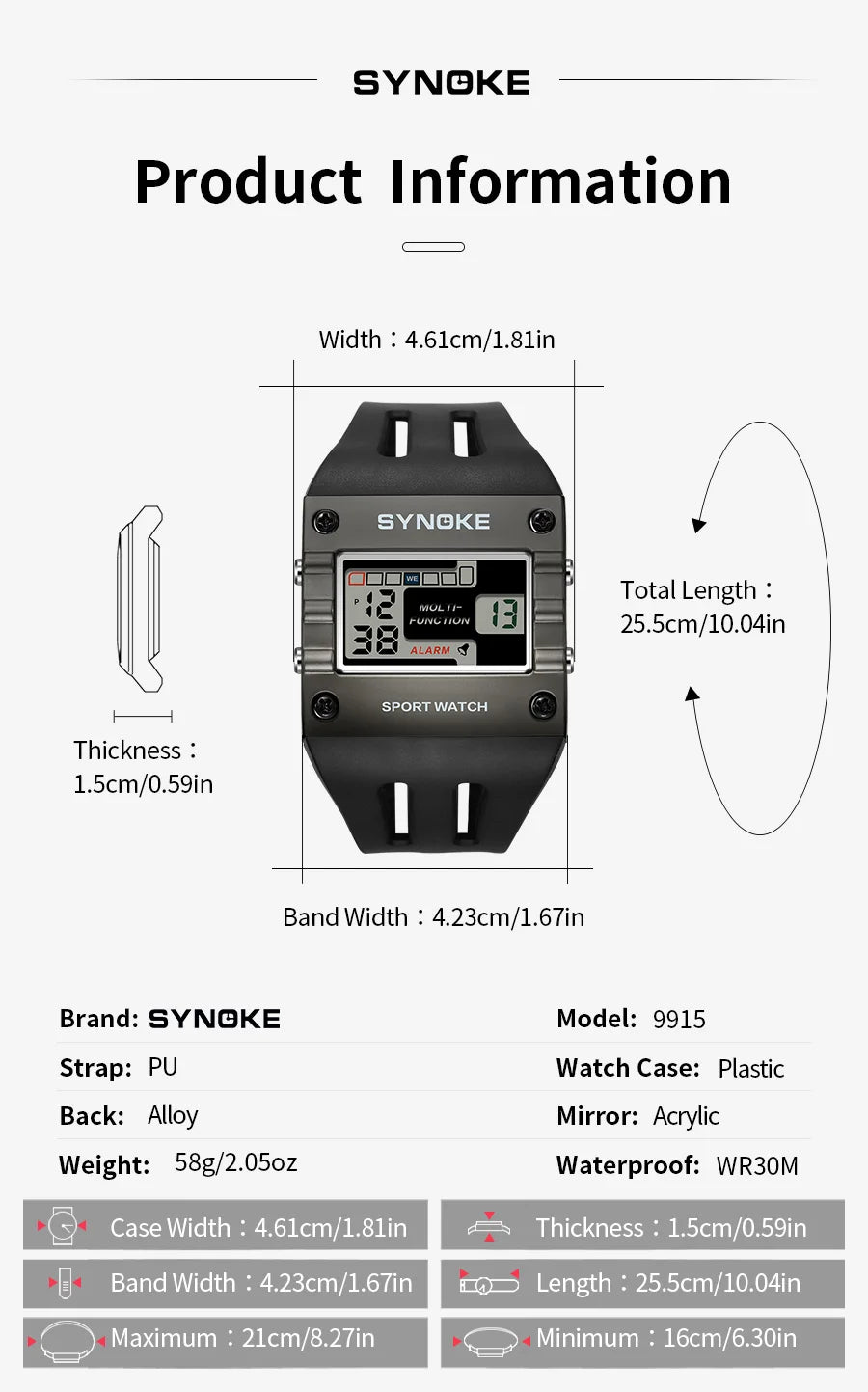 SYNOKE Mens Digital Sports Watch, Big Numbers, Large Display Face Big Digits, Easy to Read, Waterproof, Running Military Watch