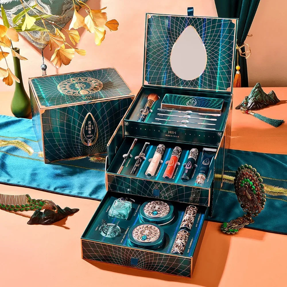 Orientalisches Make up Set für Frauen, komplettes Set, 18 teiliges make up Set, Gesichtspuder, Grundierung, Concealer, Eyeliner, Lippenstift, Parfum