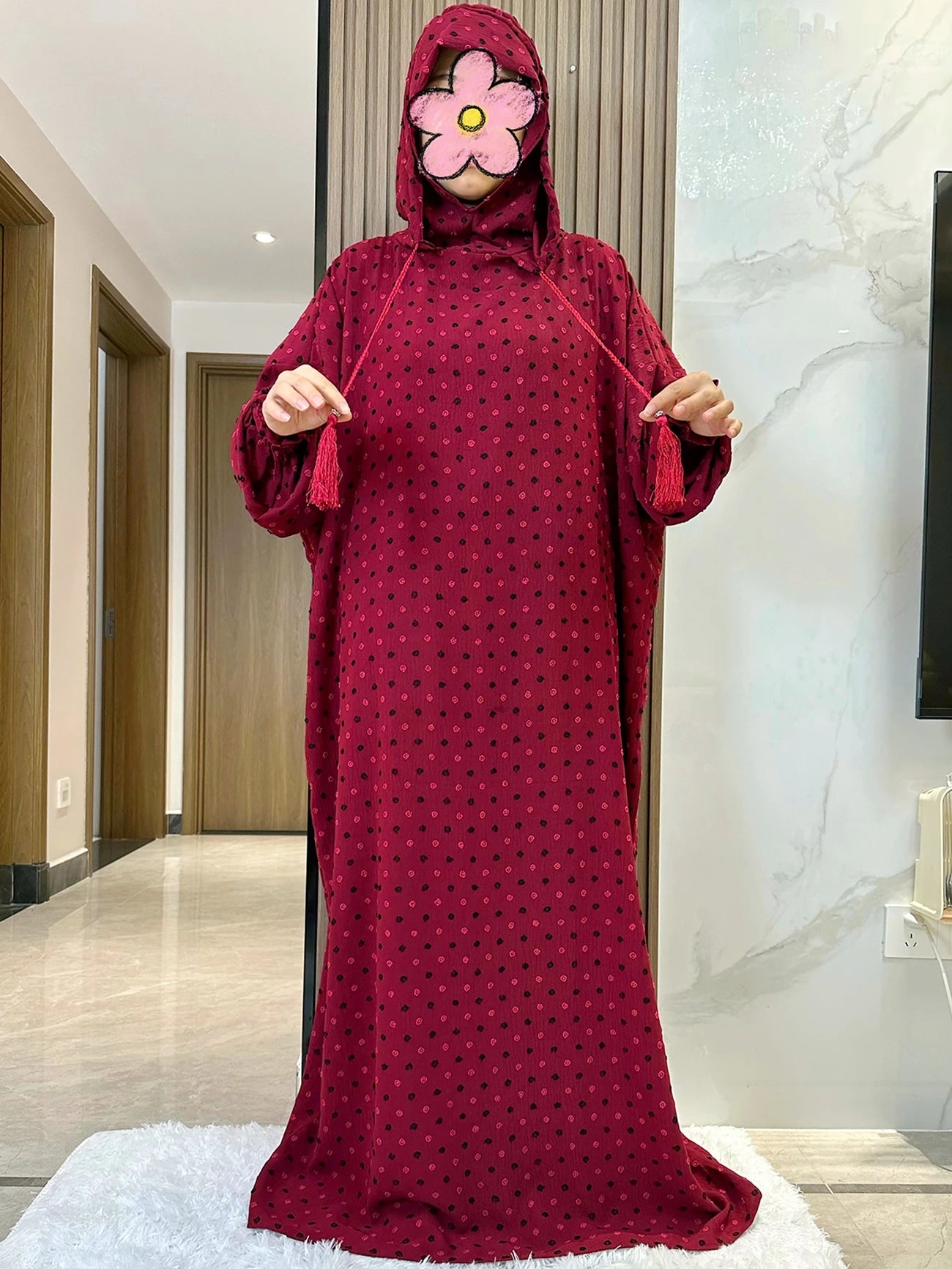 New Ramadan Muslim Two Hats Abaya Dubai Turkey Islam Prayer Clothes Solid Cotton Fabric Dresses Islam Women Dress Kaftan